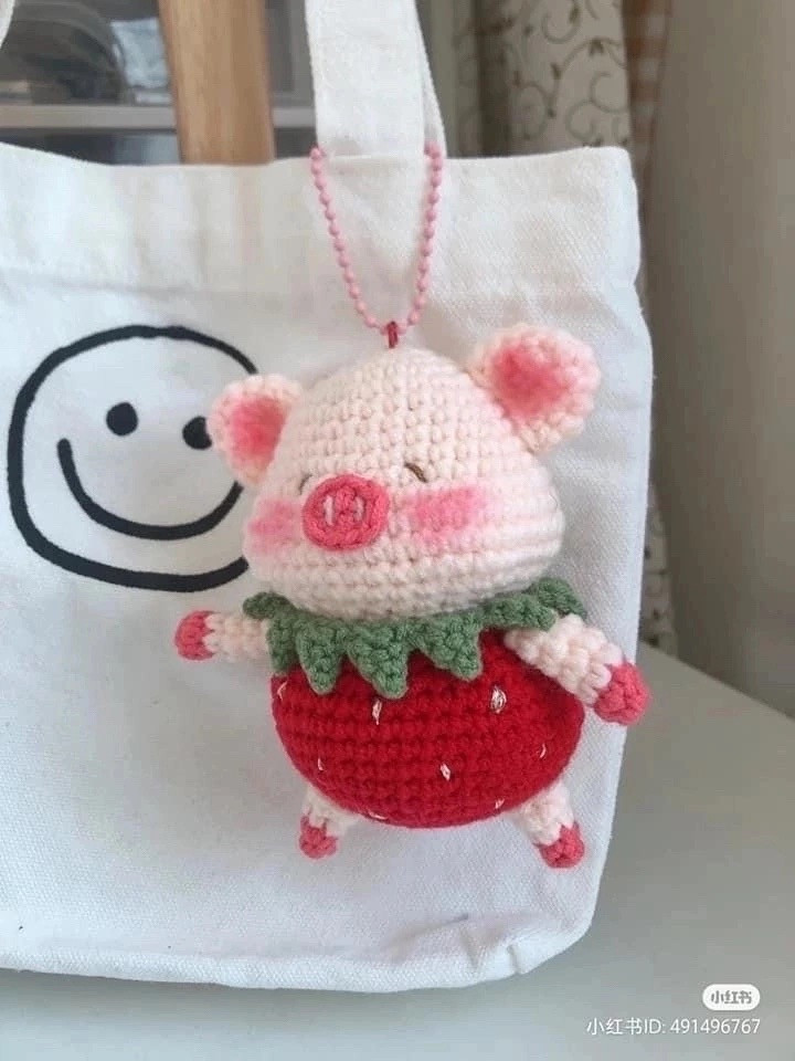 Cute Strawberry Pig Amigurumi Crochet Pattern Chart