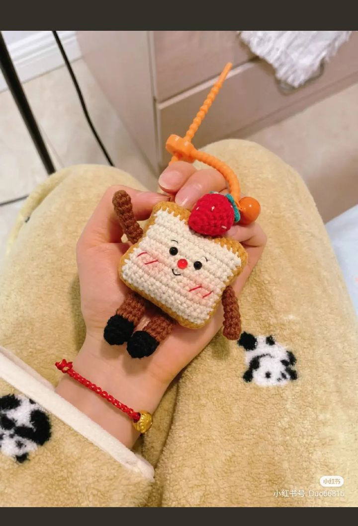 Cute Strawberry Toast Bread Amigurumi Doll Crochet Pattern
