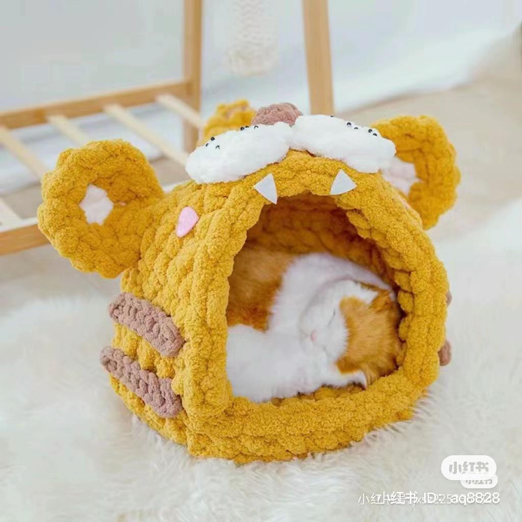Cute Tiger Cat Bed Crochet Pattern Small and Large Sizes