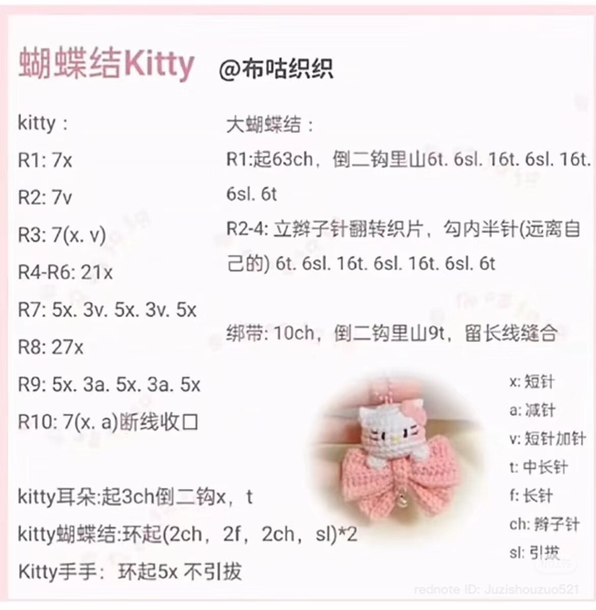 Cute White and Pink Sheep Amigurumi Keychain with Chart