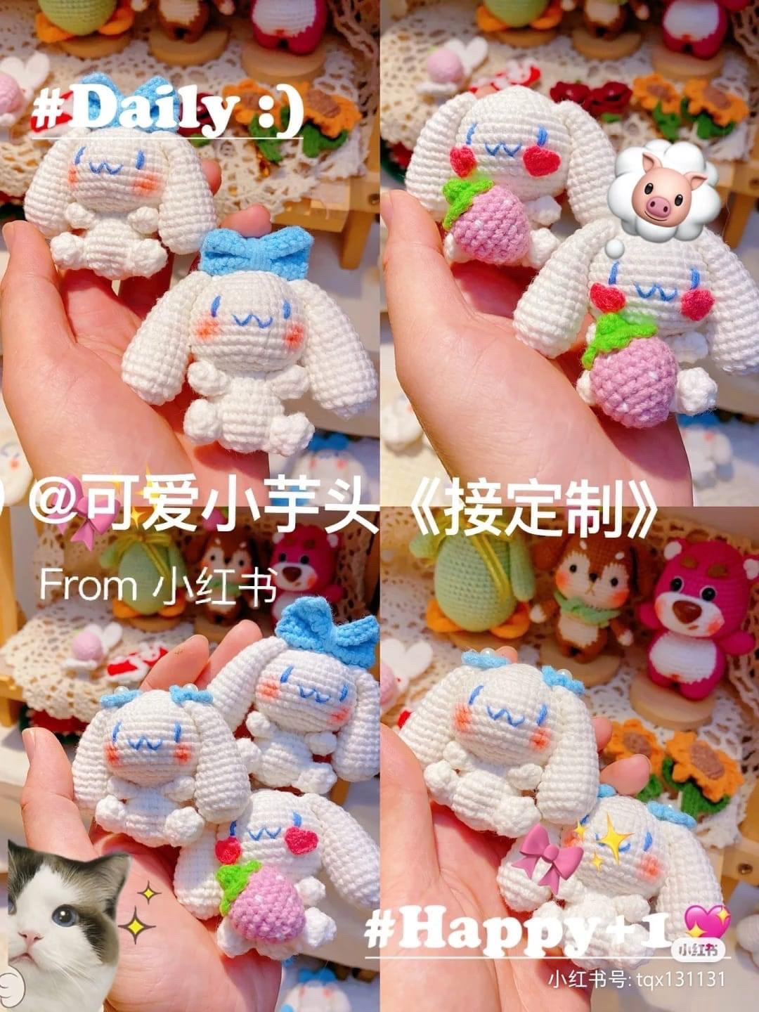 Cute White Bunny Amigurumi Crochet Pattern Chart