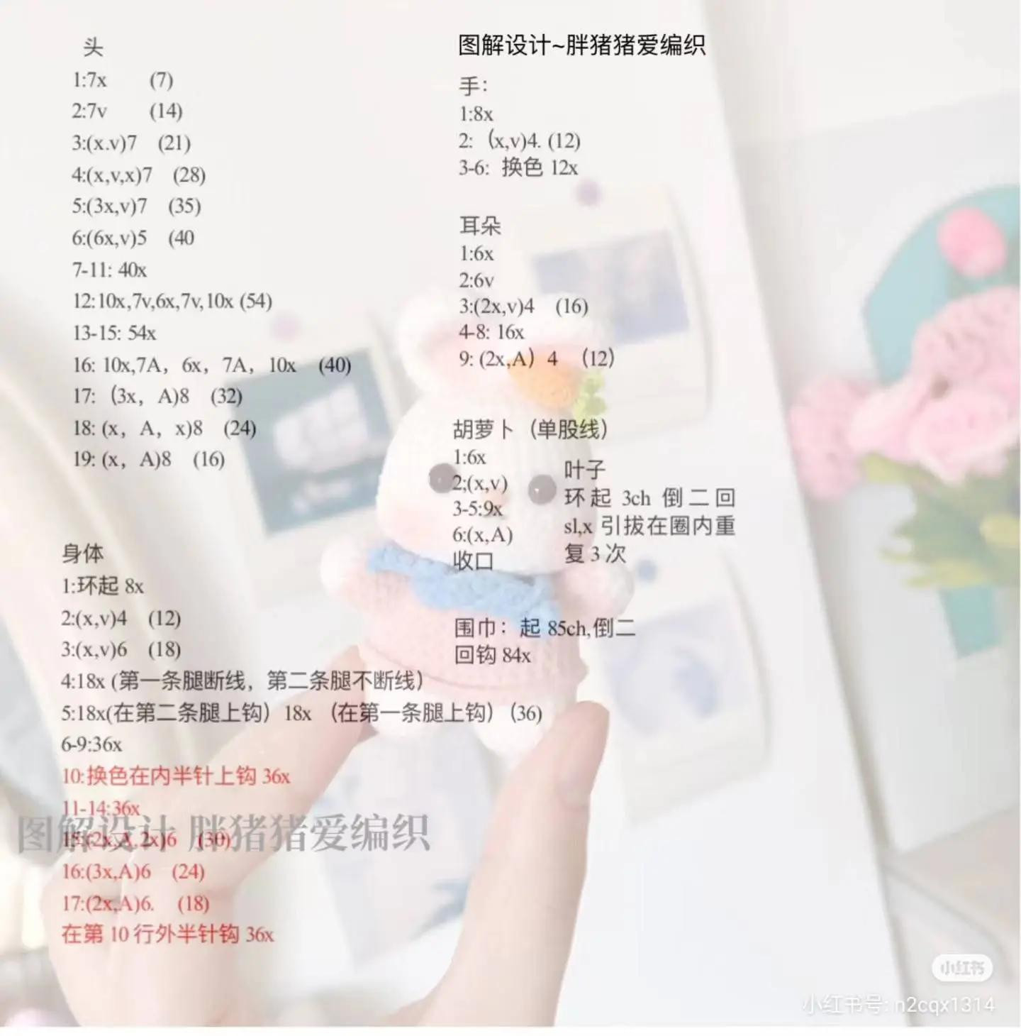 Cute White Bunny Amigurumi Crochet Pattern with Pink Sweater and Blue Scarf