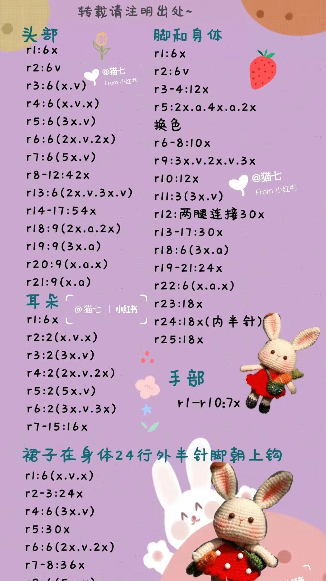 Cute White Bunny Amigurumi Crochet Pattern with Red Dress