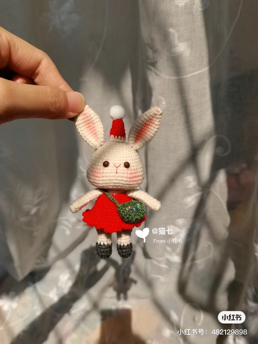 Cute White Bunny Amigurumi Crochet Pattern with Red Dress