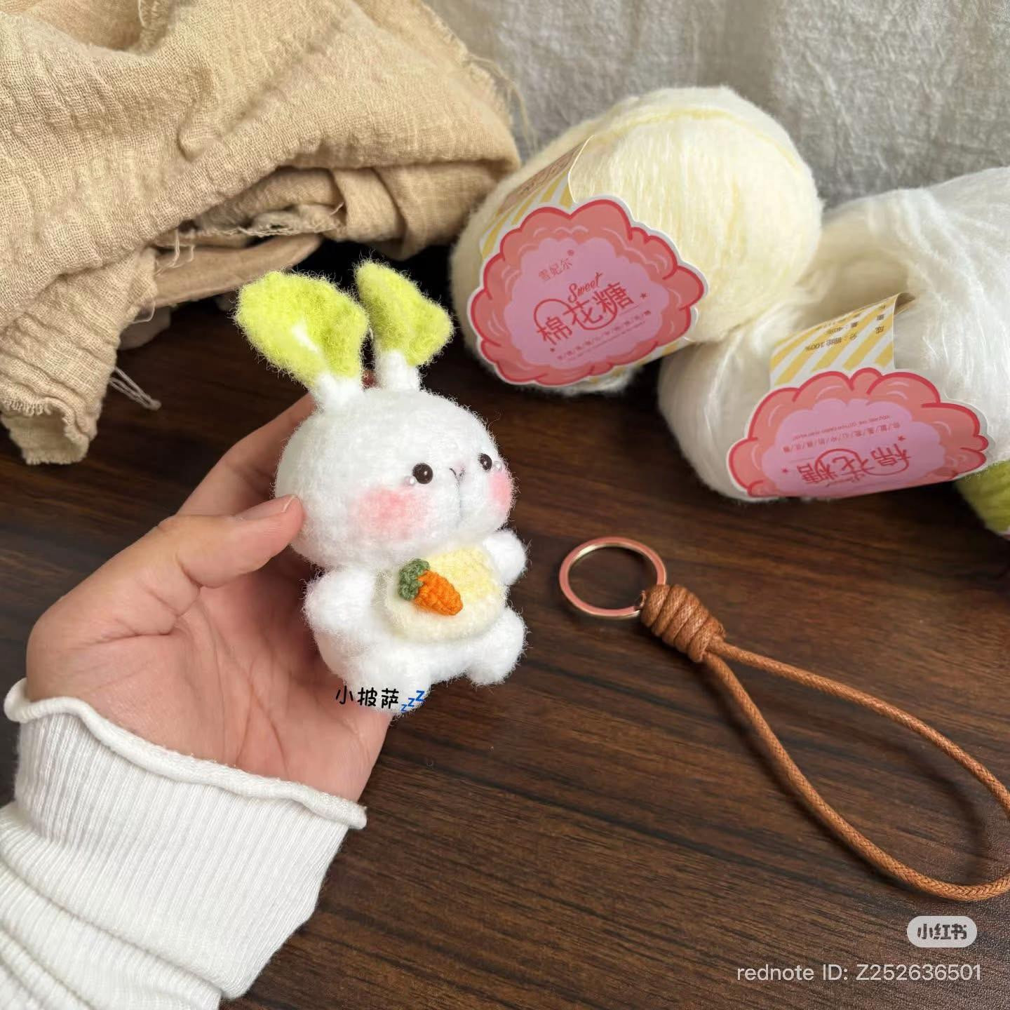 Cute White Bunny Amigurumi with Carrot Keychain Free Crochet Pattern