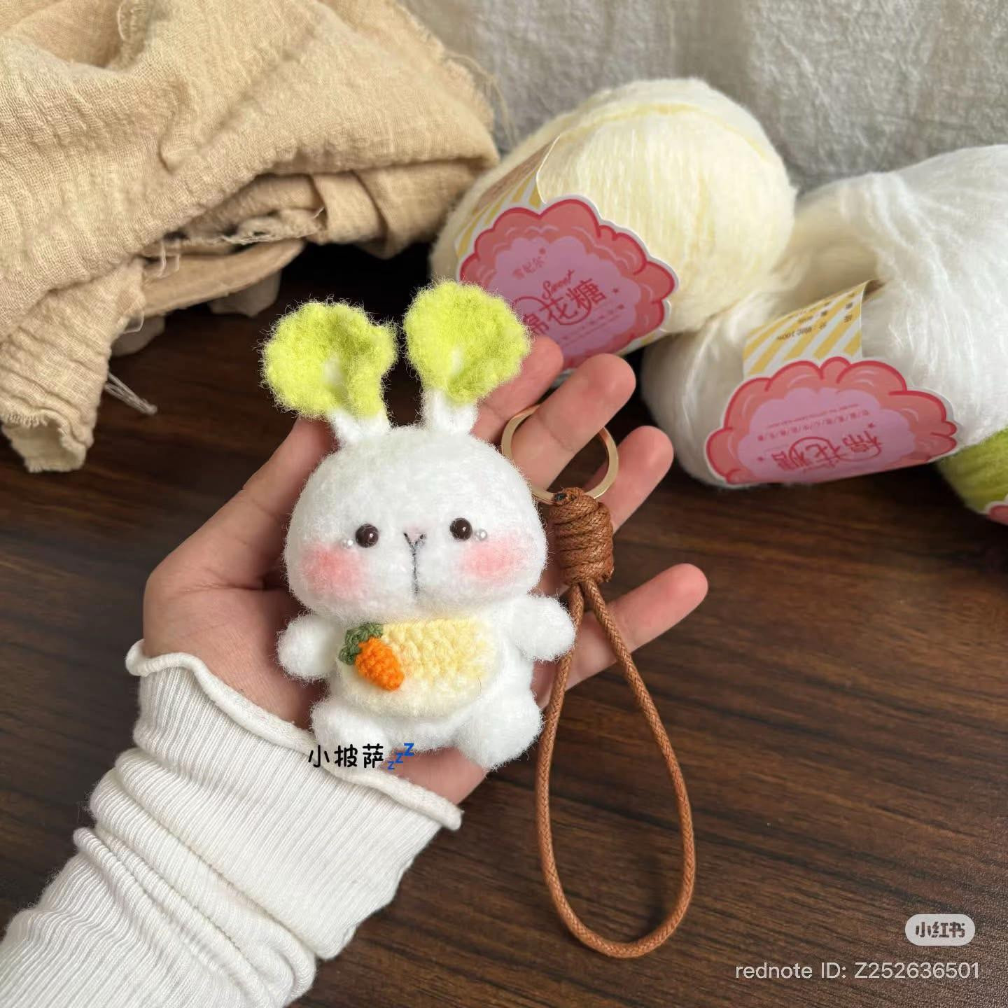 Cute White Bunny Amigurumi with Carrot Keychain Free Crochet Pattern