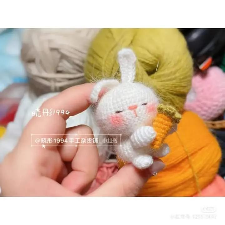 Cute White Bunny Holding Carrot Amigurumi Pattern