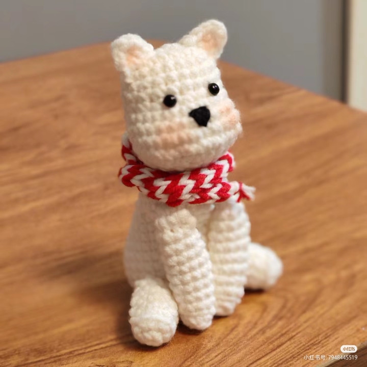 Cute White Crochet Bear Pattern with Red Scarf Tutorial