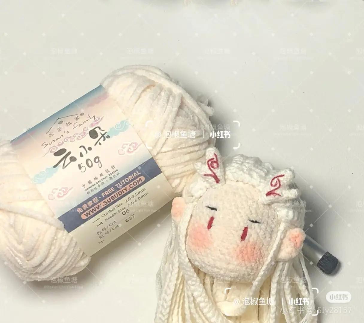 Cute White Crochet Dragon Girl Doll Pattern with Long Hair Tutorial