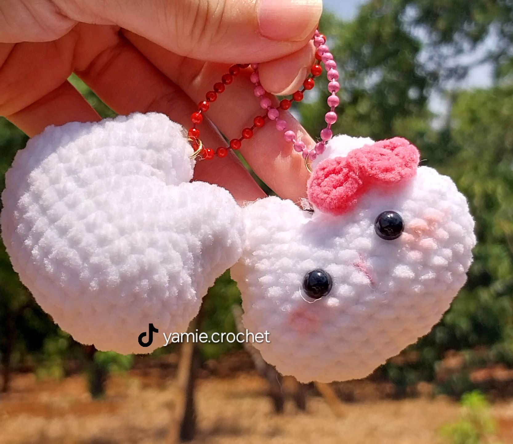 Cute White Rabbit Amigurumi Keychain Pattern
