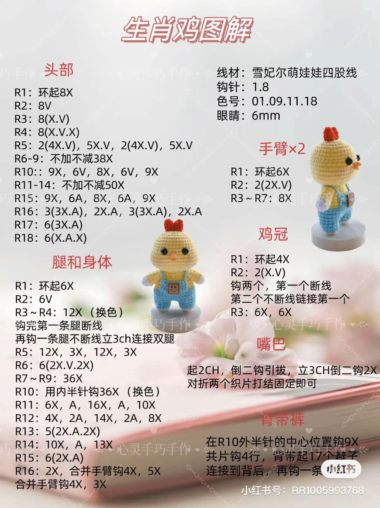 Cute Yellow Chicken Amigurumi Doll with Blue Overalls Pattern