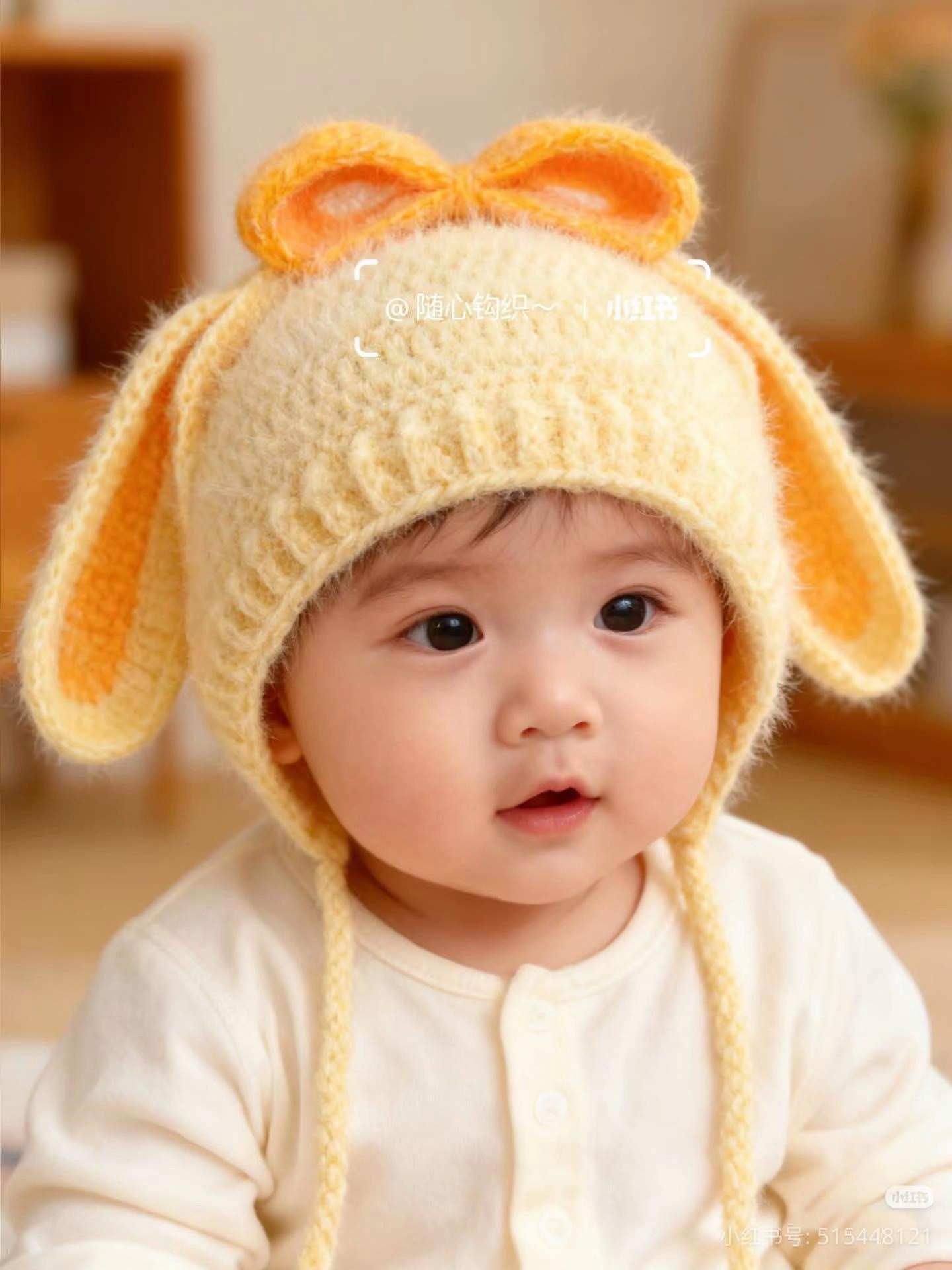 Cute Yellow Crochet Bunny Ear Hat Pattern with Bow