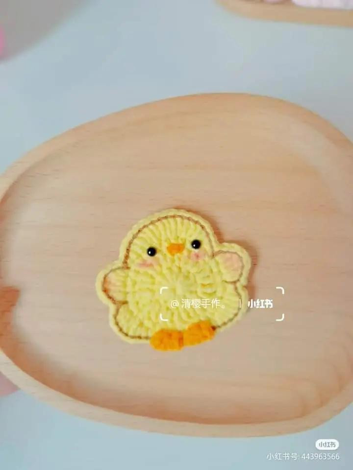Cute Yellow Crochet Duckling Keychain Flat Chart Pattern
