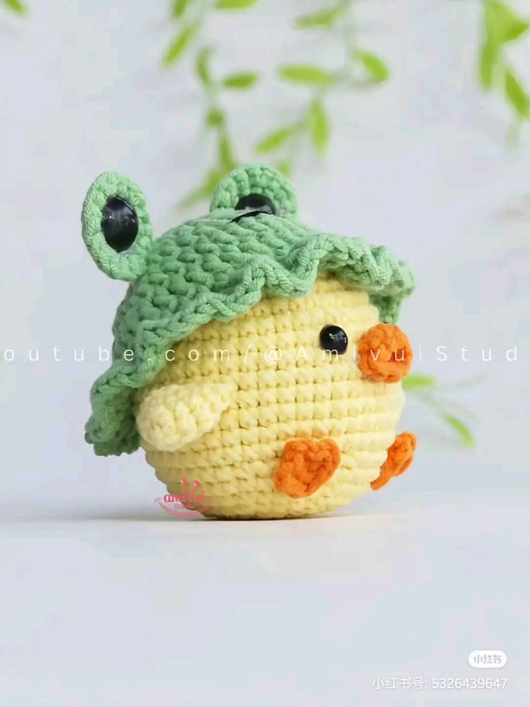 Cute Yellow Duck Amigurumi with Frog Hat Crochet Pattern