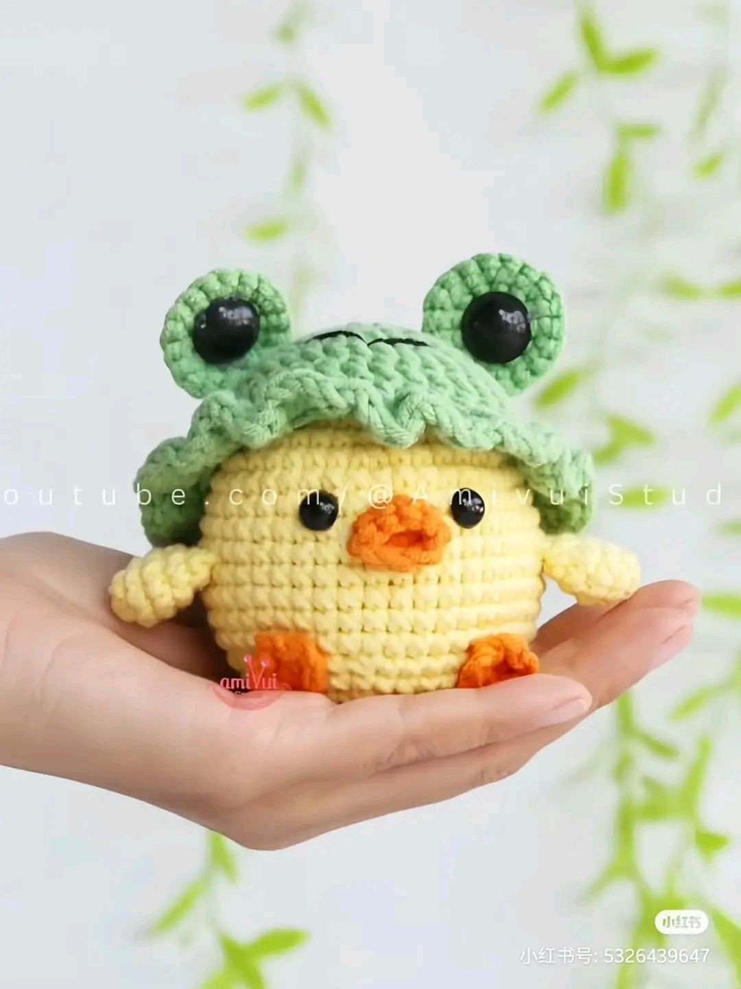 Cute Yellow Duck Amigurumi with Frog Hat Crochet Pattern