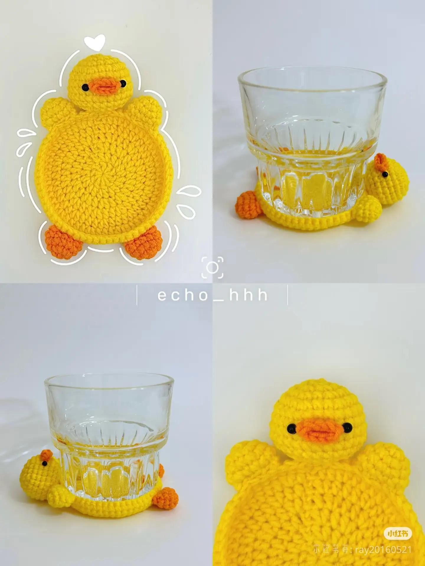 Cute Yellow Duck Crochet Coaster Pattern