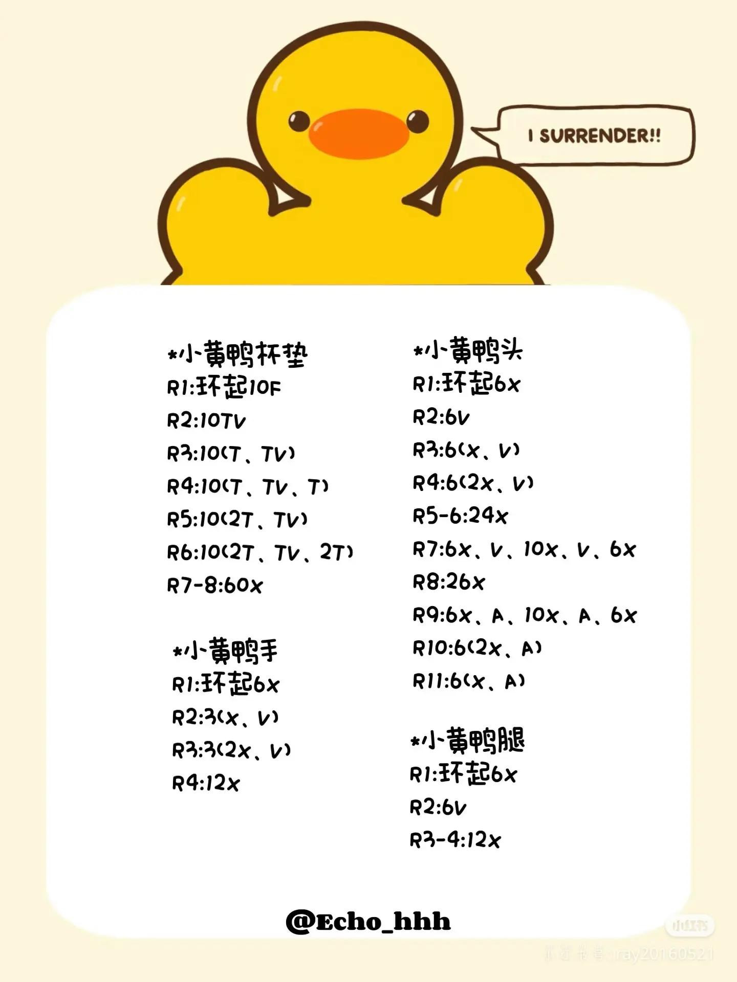 Cute Yellow Duck Crochet Coaster Pattern