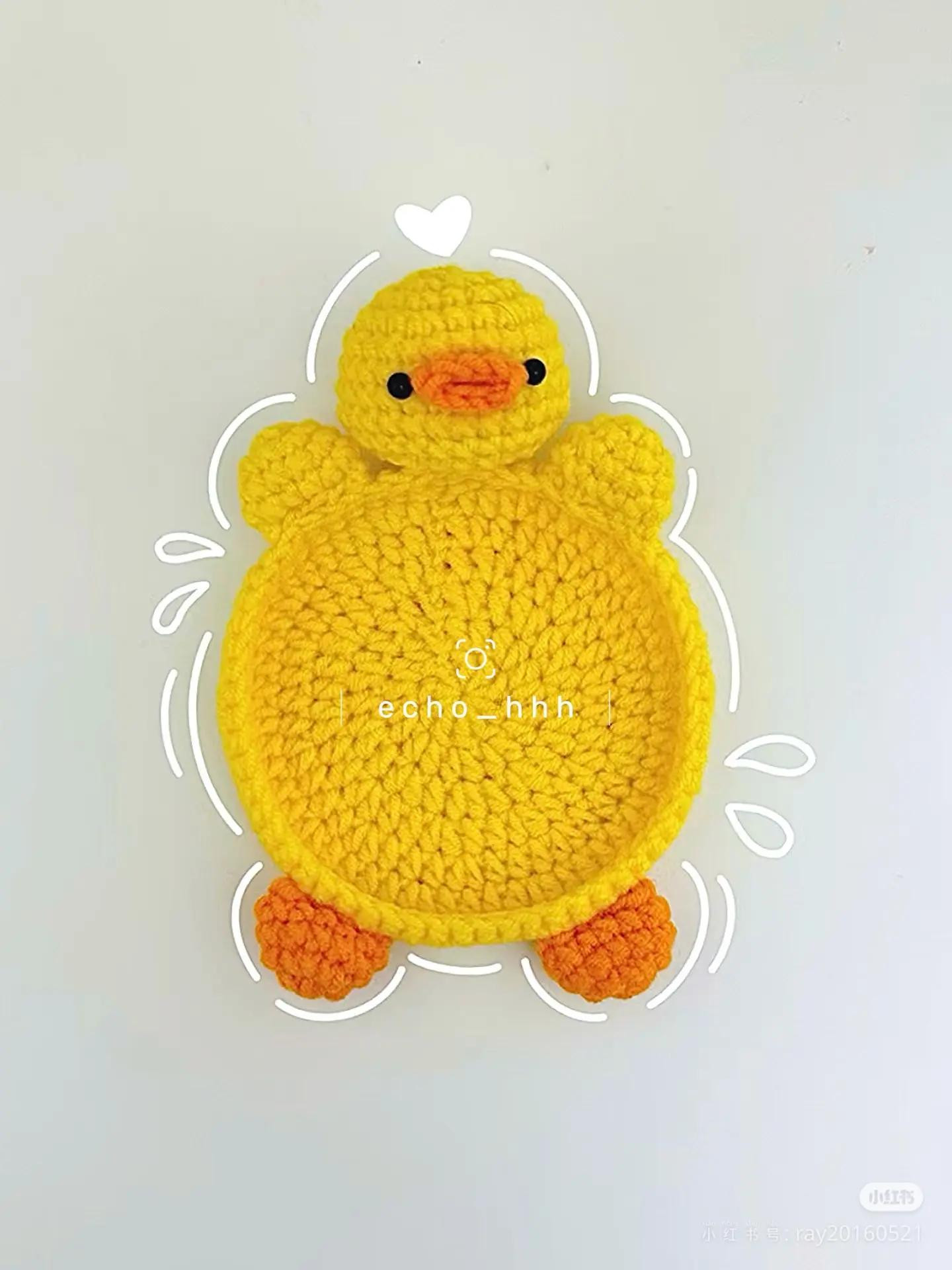 Cute Yellow Duck Crochet Coaster Pattern