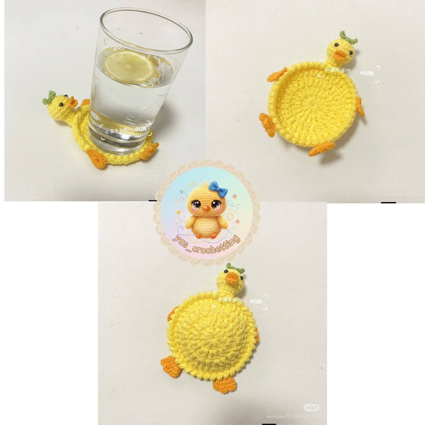 Cute Yellow Duckling Coaster Crochet Pattern Tutorial with Step-by-Step Instructions
