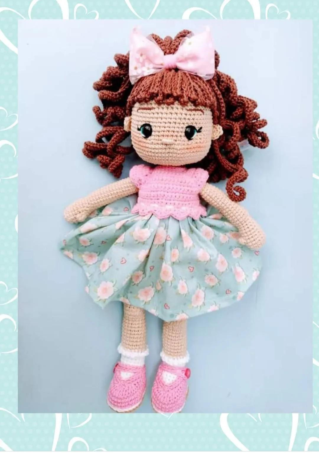 Dalila - Amigurumi Doll Crochet Pattern with Pink Top and Floral Skirt