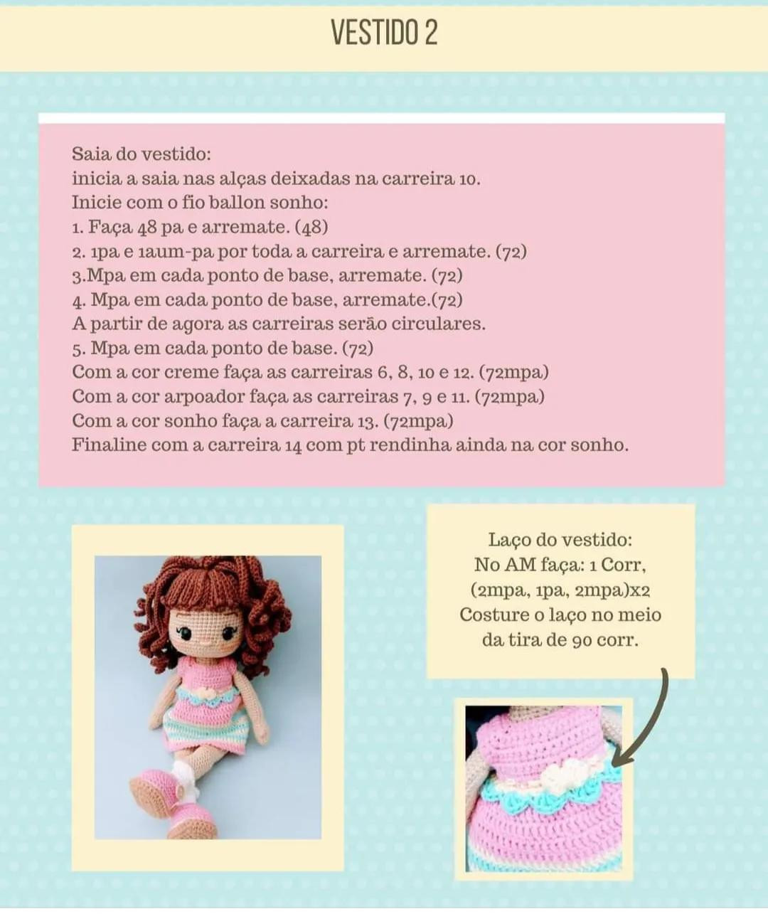 Dalila - Amigurumi Doll Crochet Pattern with Pink Top and Floral Skirt