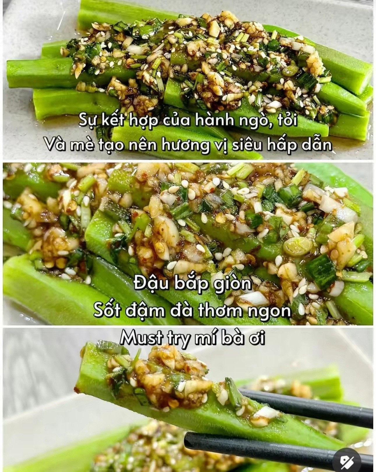 Đậu bắp sốt dầu mè tỏi ớt giòn ngon, công thức nấu ăn đơn giản