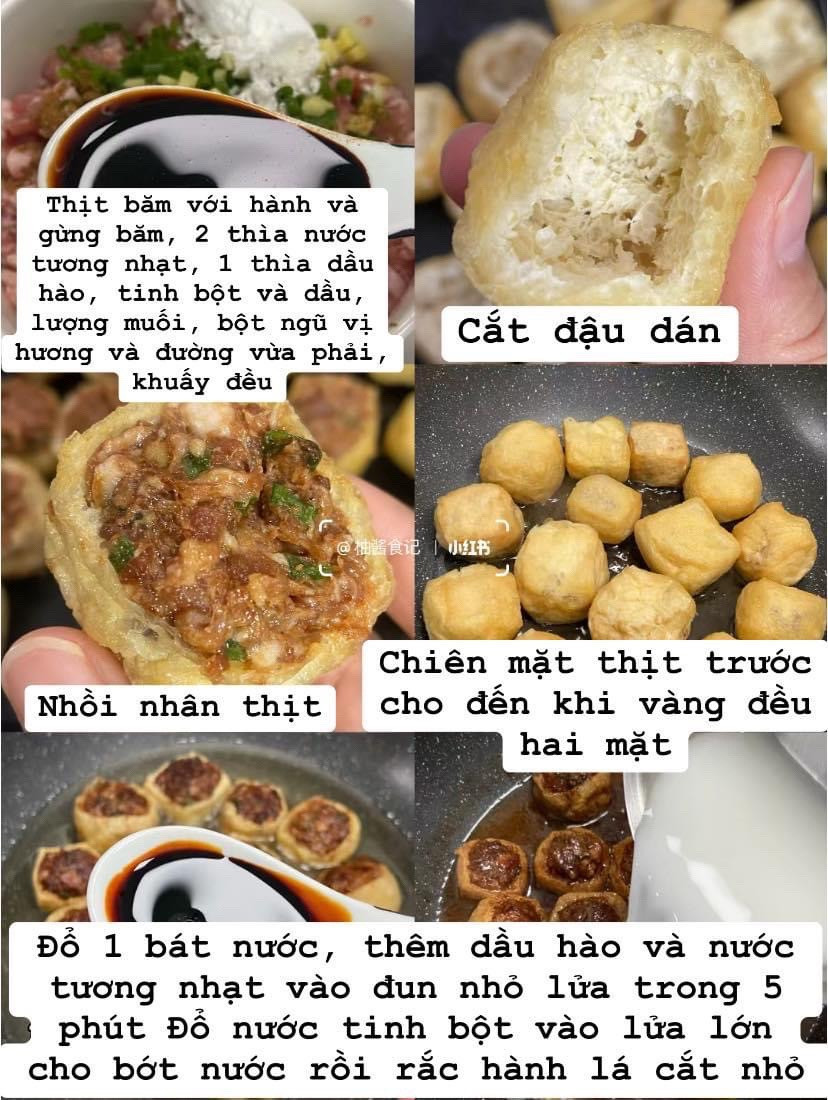 Dậu hũ nhồi thịt chiên sốt ngọt ngào