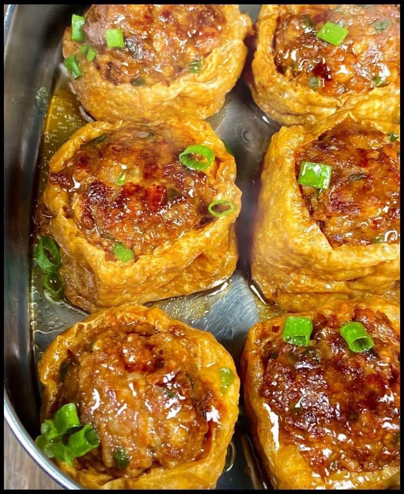 Dậu hũ nhồi thịt chiên sốt ngọt ngào