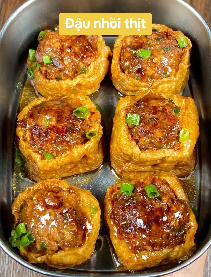Dậu hũ nhồi thịt chiên sốt ngọt ngào
