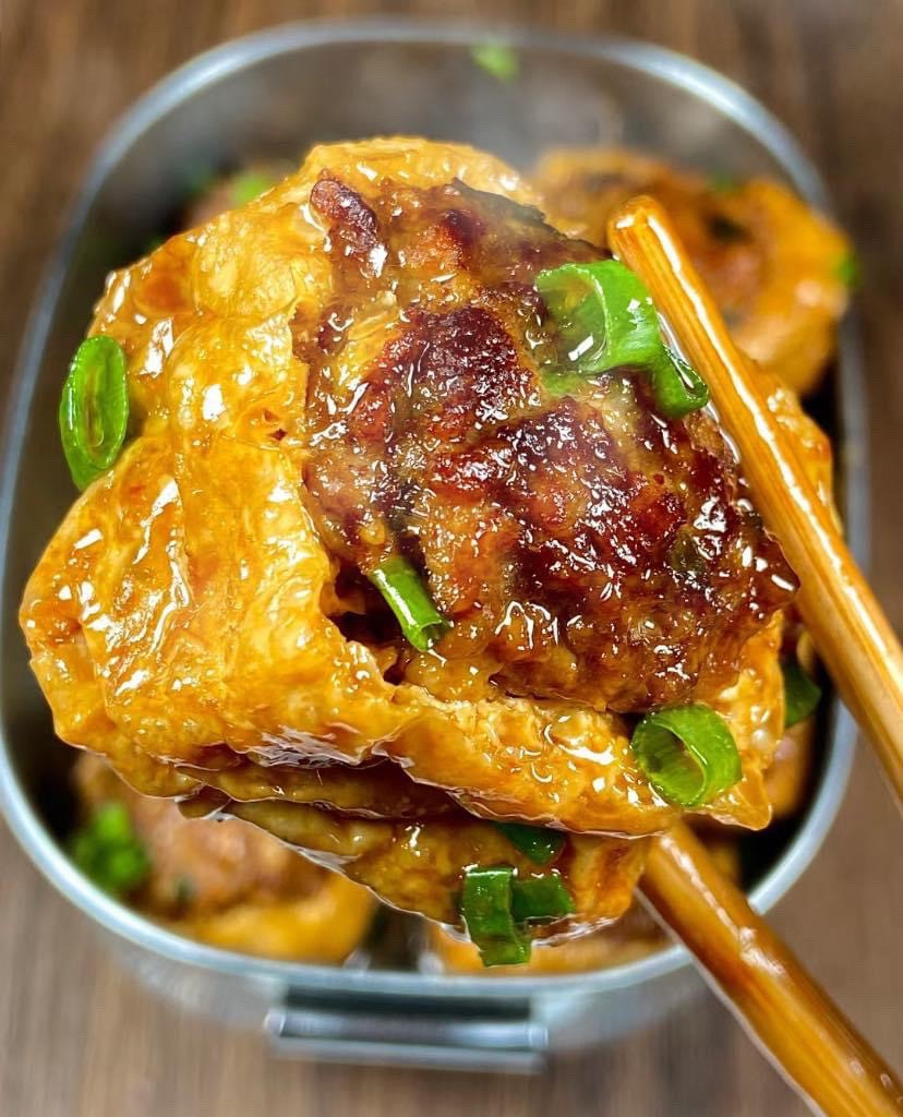 Dậu hũ nhồi thịt chiên sốt ngọt ngào