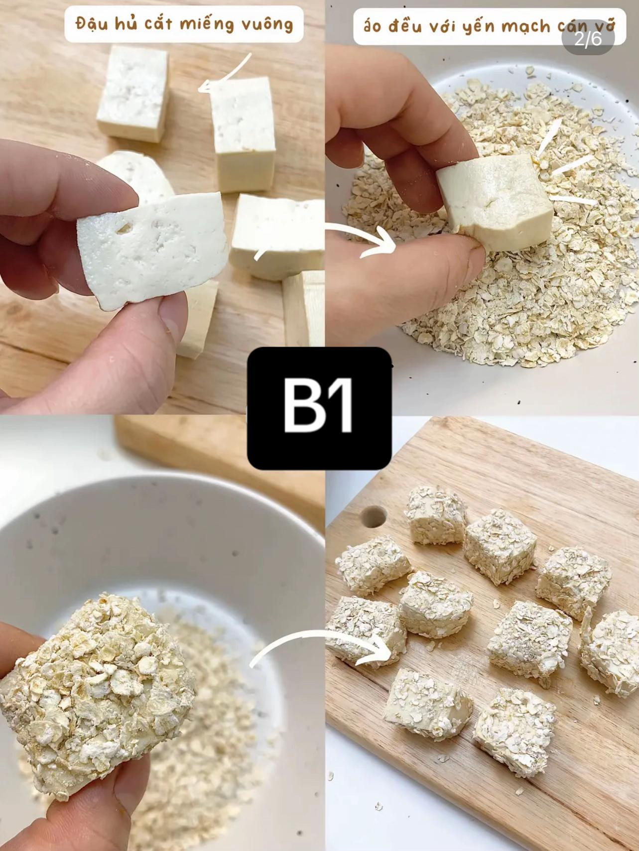 Đậu Hủ Sốt Mù Tạt Chiên Giòn Yến Mạch