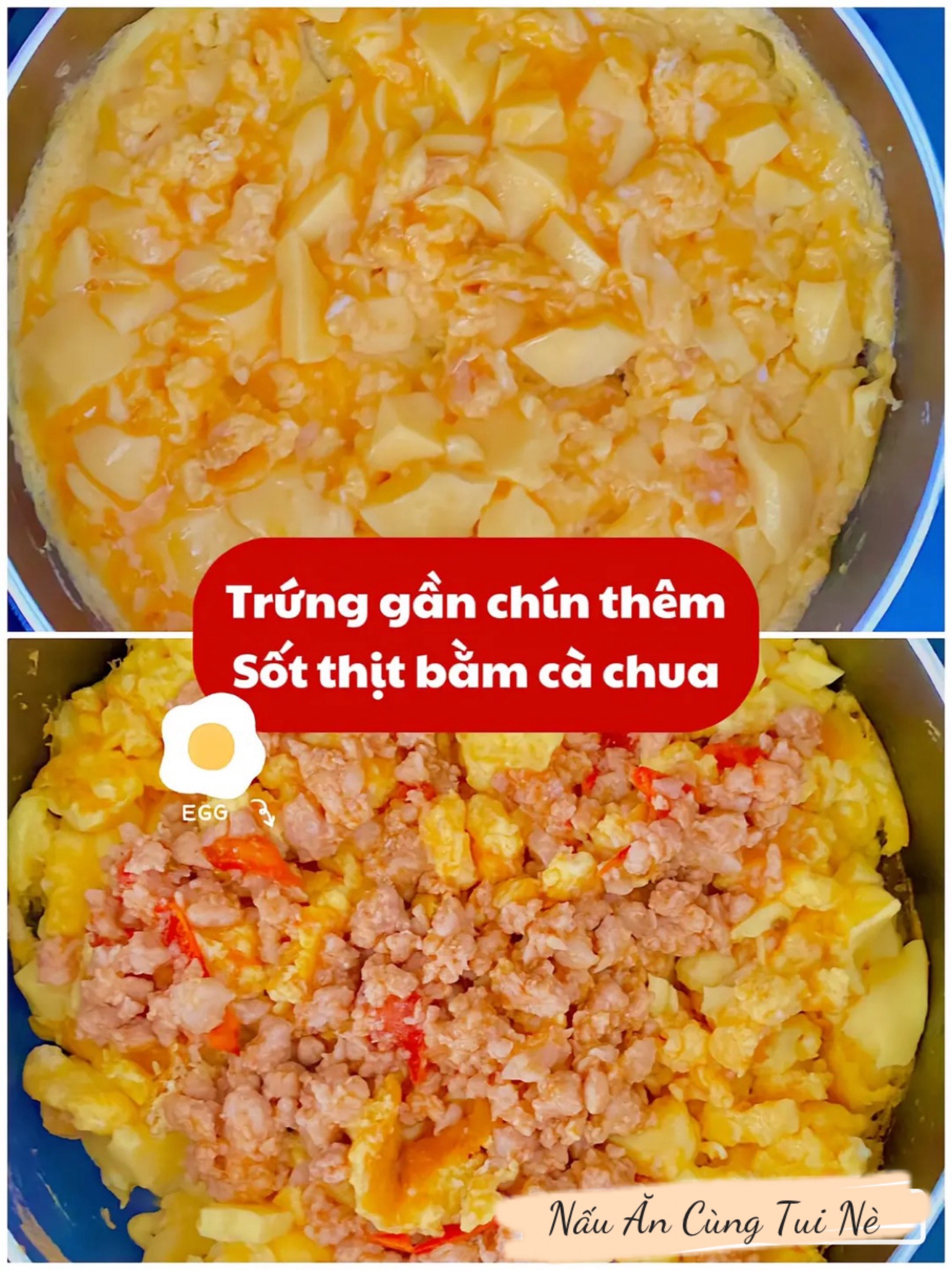 Đậu hũ trứng sốt thịt băm cà chua mịn béo