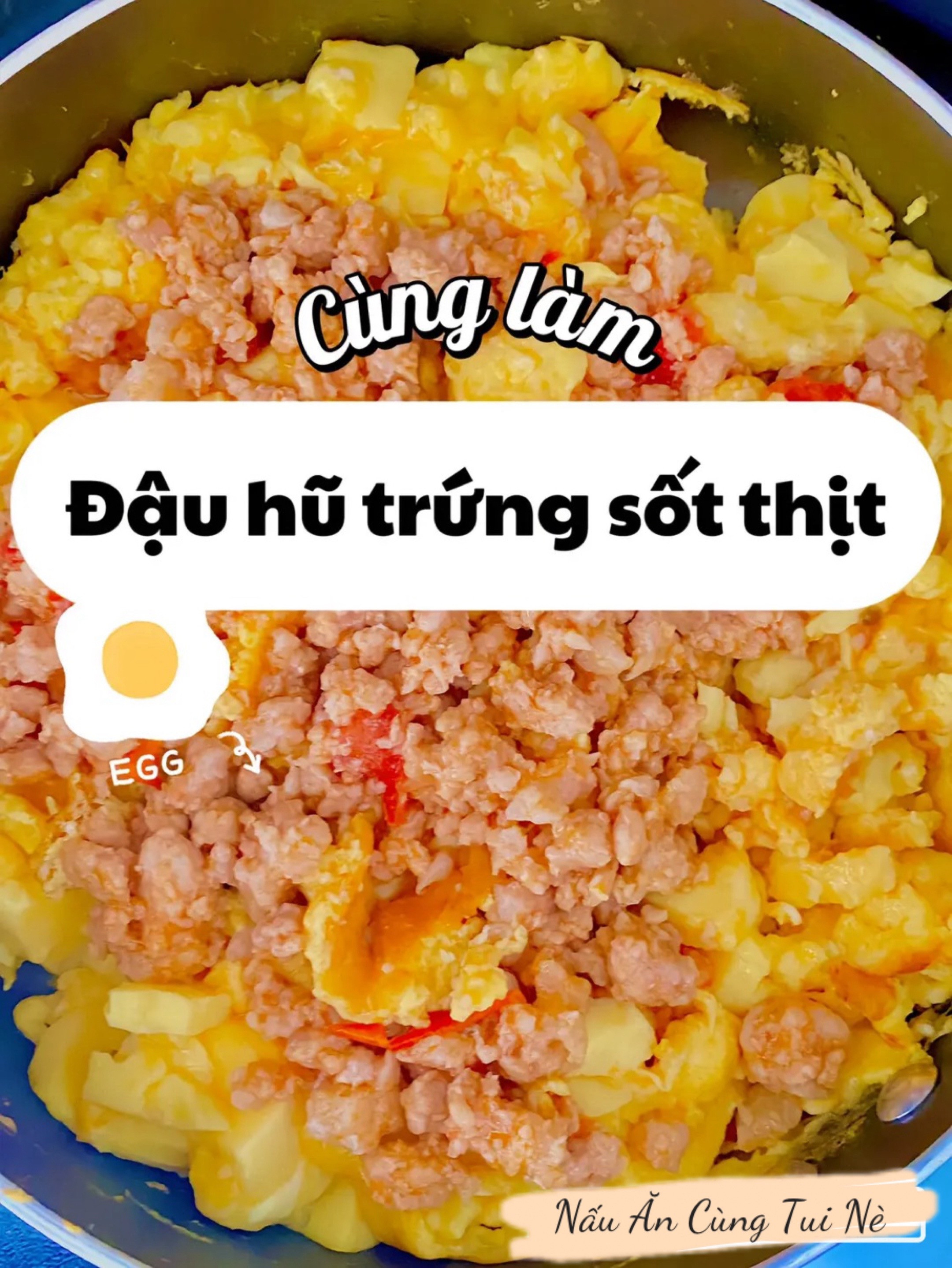 Đậu hũ trứng sốt thịt băm cà chua mịn béo