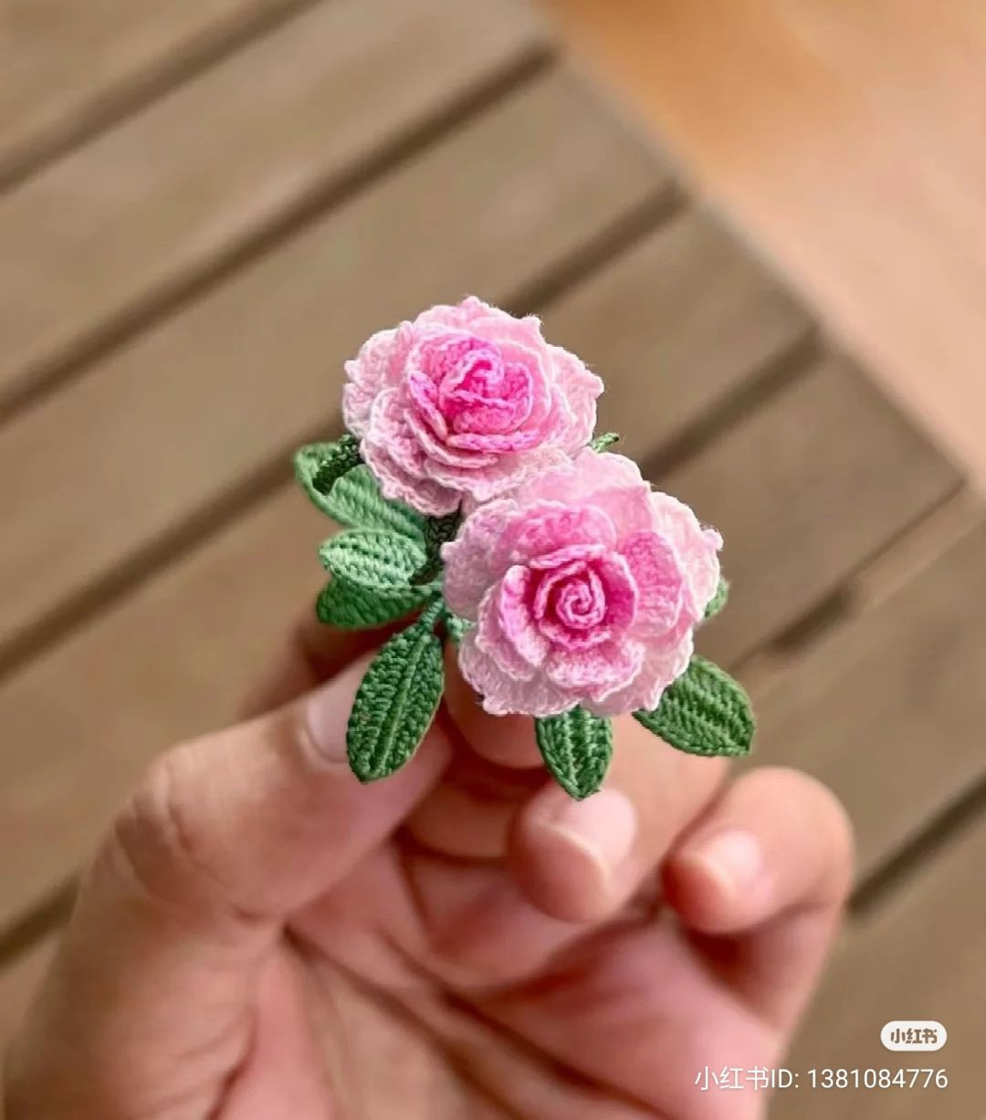 Delicate Pink Crochet Rose Flower Pattern Chart