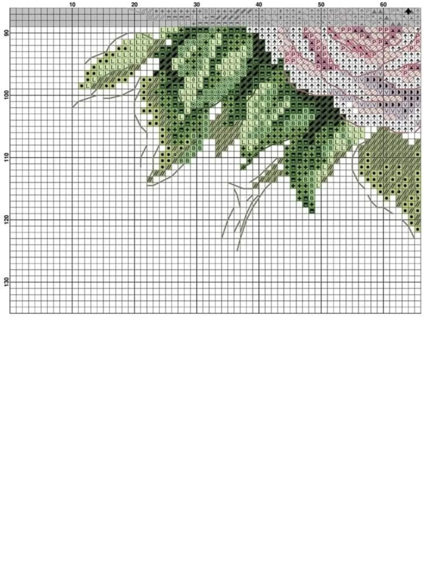 Delicate Pink Rose Cross Stitch Chart Pattern