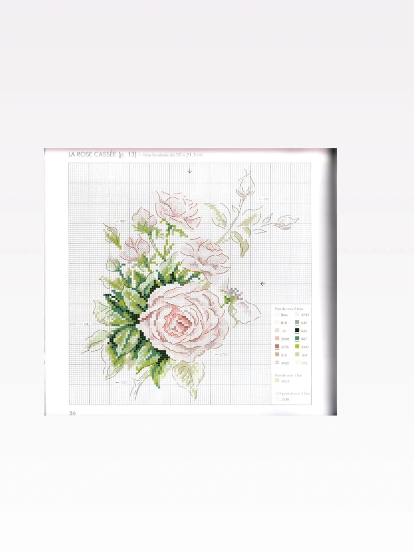 Delicate Pink Rose Cross Stitch Chart Pattern