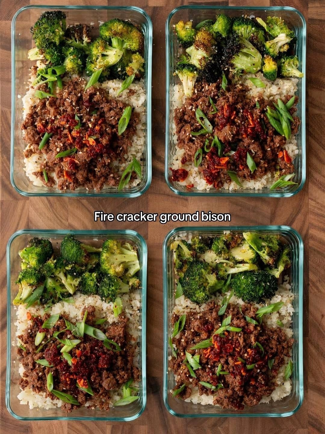 Delicious and Easy Fire Cracker Ground Bison Meal Prep Bowls with Broccoli
