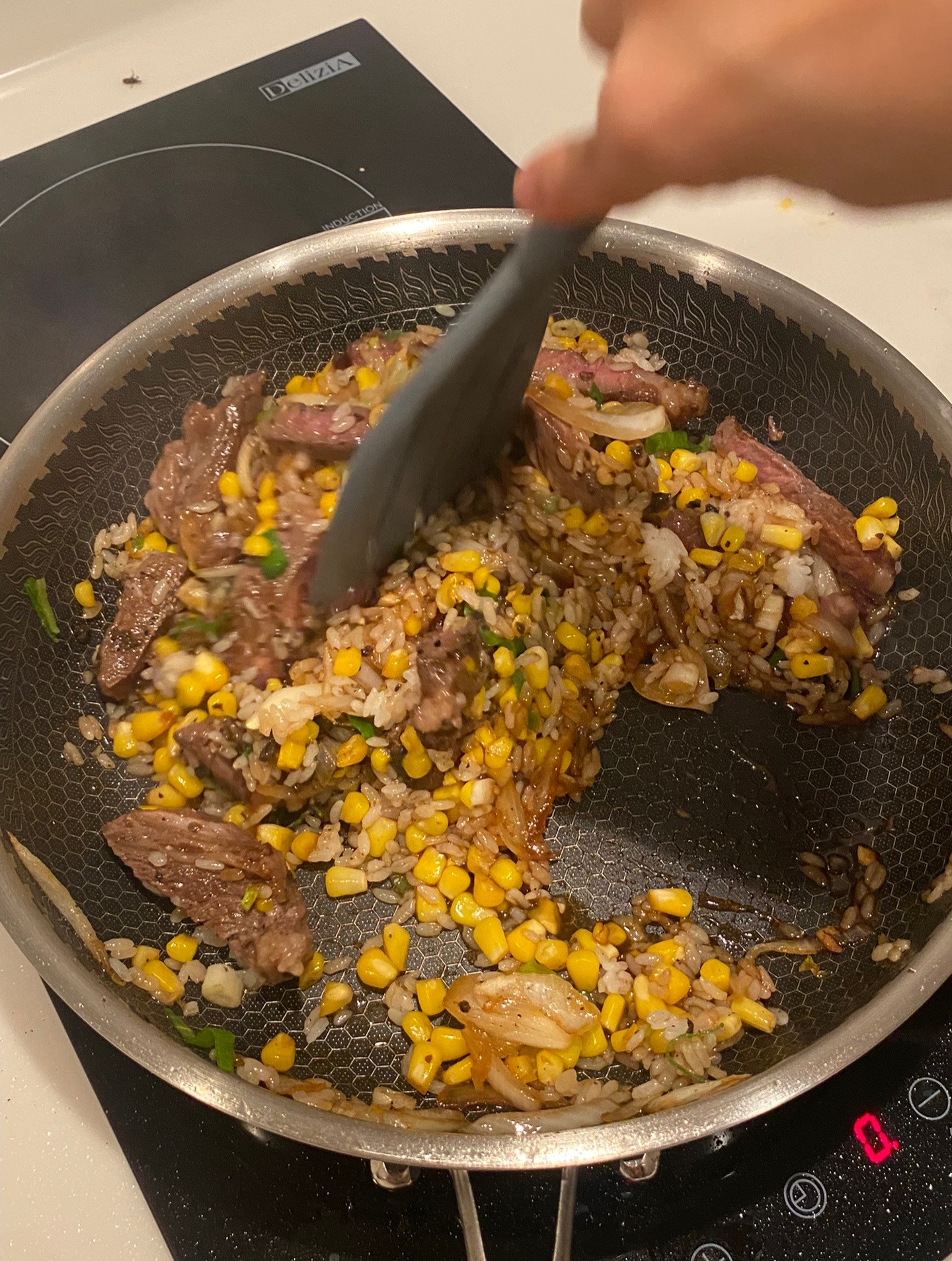 Delicious Truffle Steak Pepper Lunch with Corn and Onions Recipe