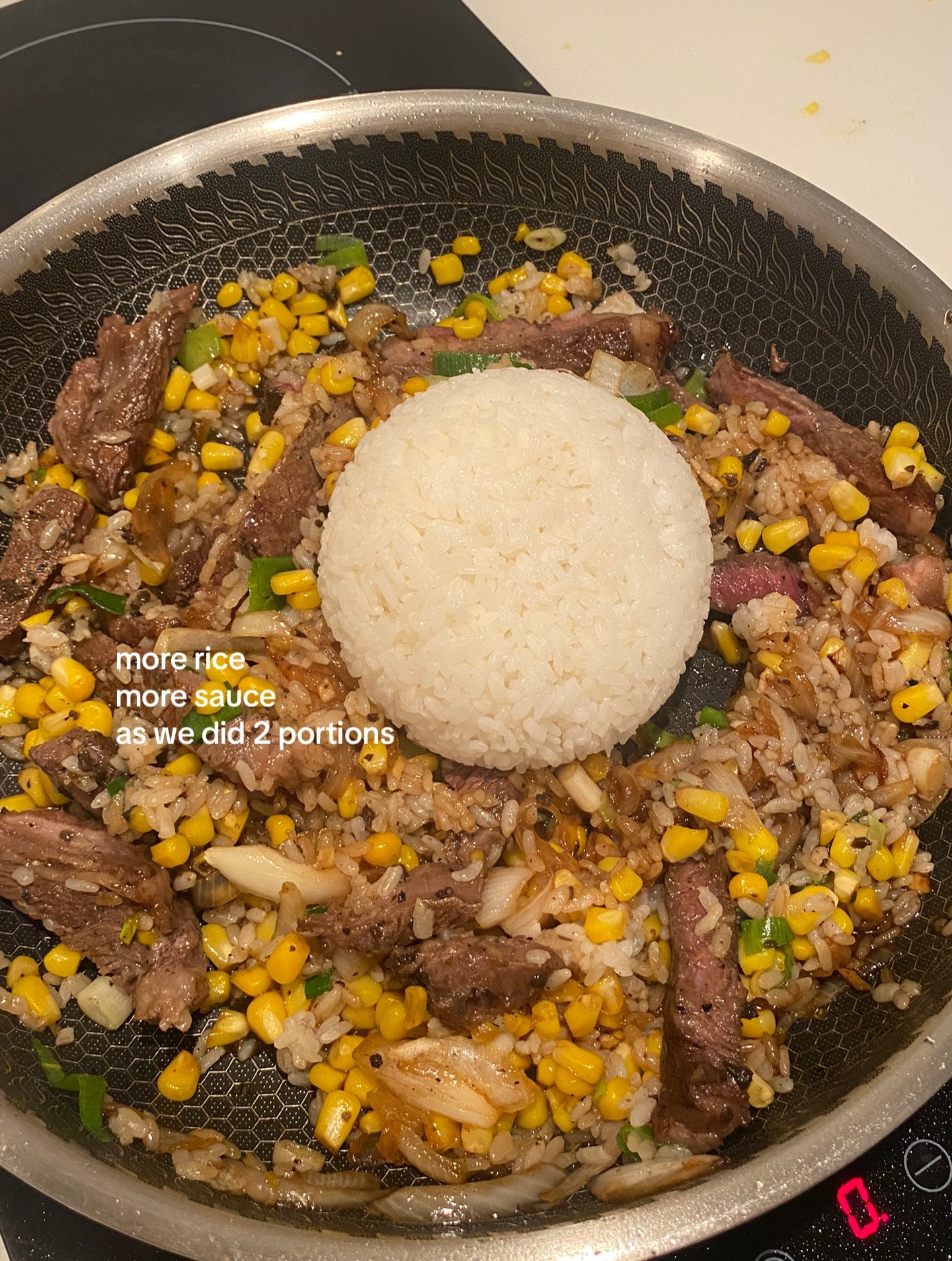 Delicious Truffle Steak Pepper Lunch with Corn and Onions Recipe