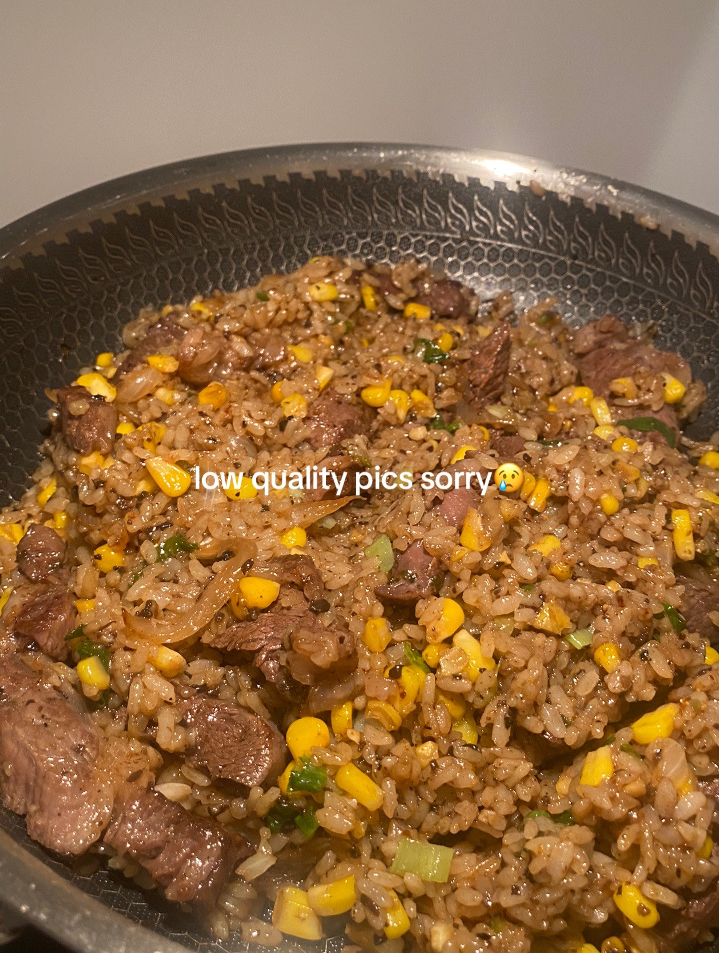 Delicious Truffle Steak Pepper Lunch with Corn and Onions Recipe