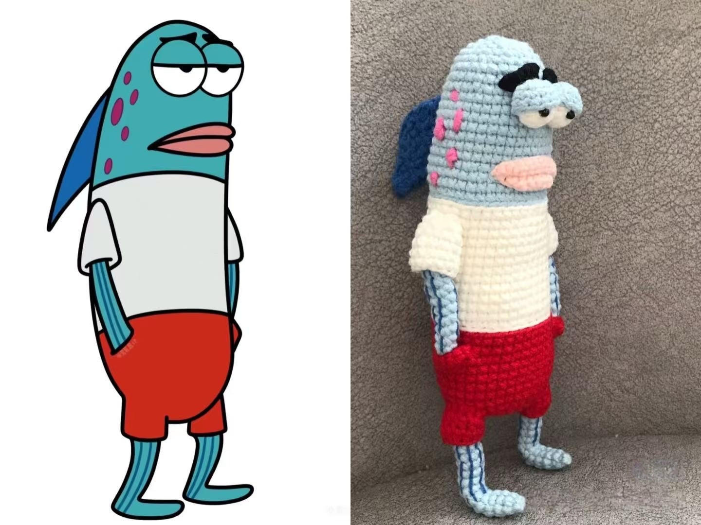 Diagrama de Crochê do Peixe Estiloso (Incisivo) - Bob Esponja