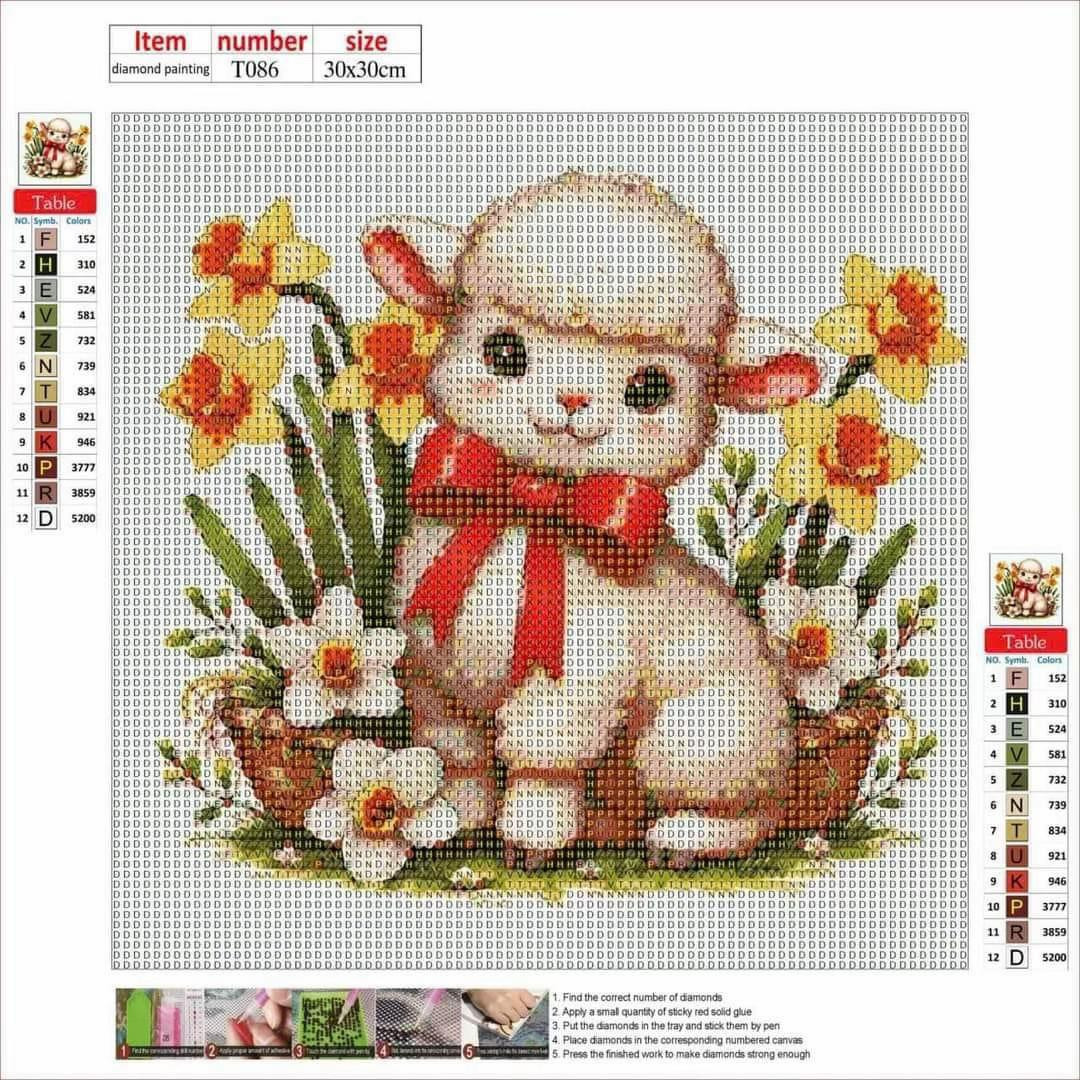 Diamond Painting Charts Collection: Cute Animals, Flowers, and Characters (30x30cm)