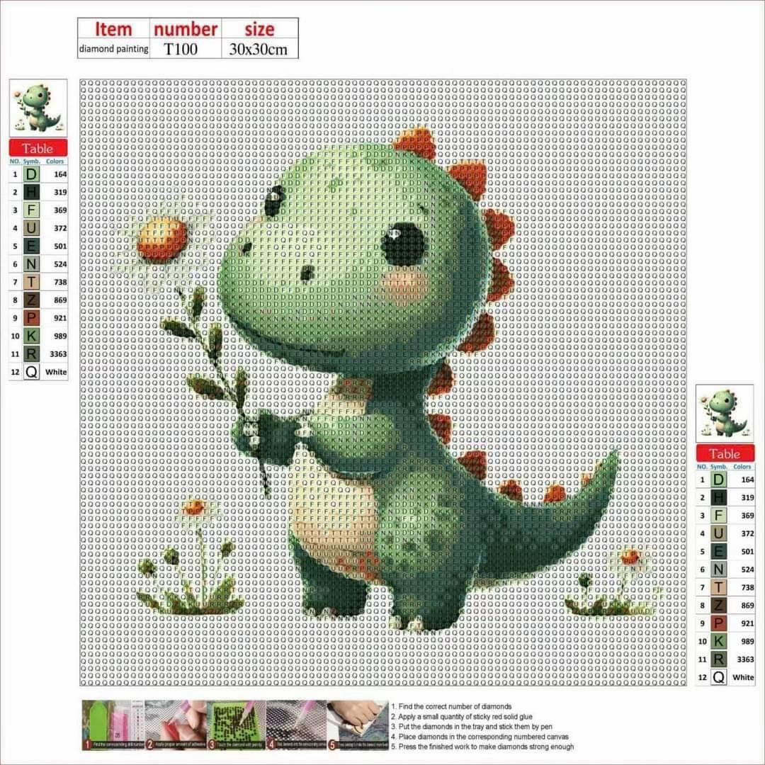 Diamond Painting Charts Collection: Cute Animals, Flowers, and Characters (30x30cm)