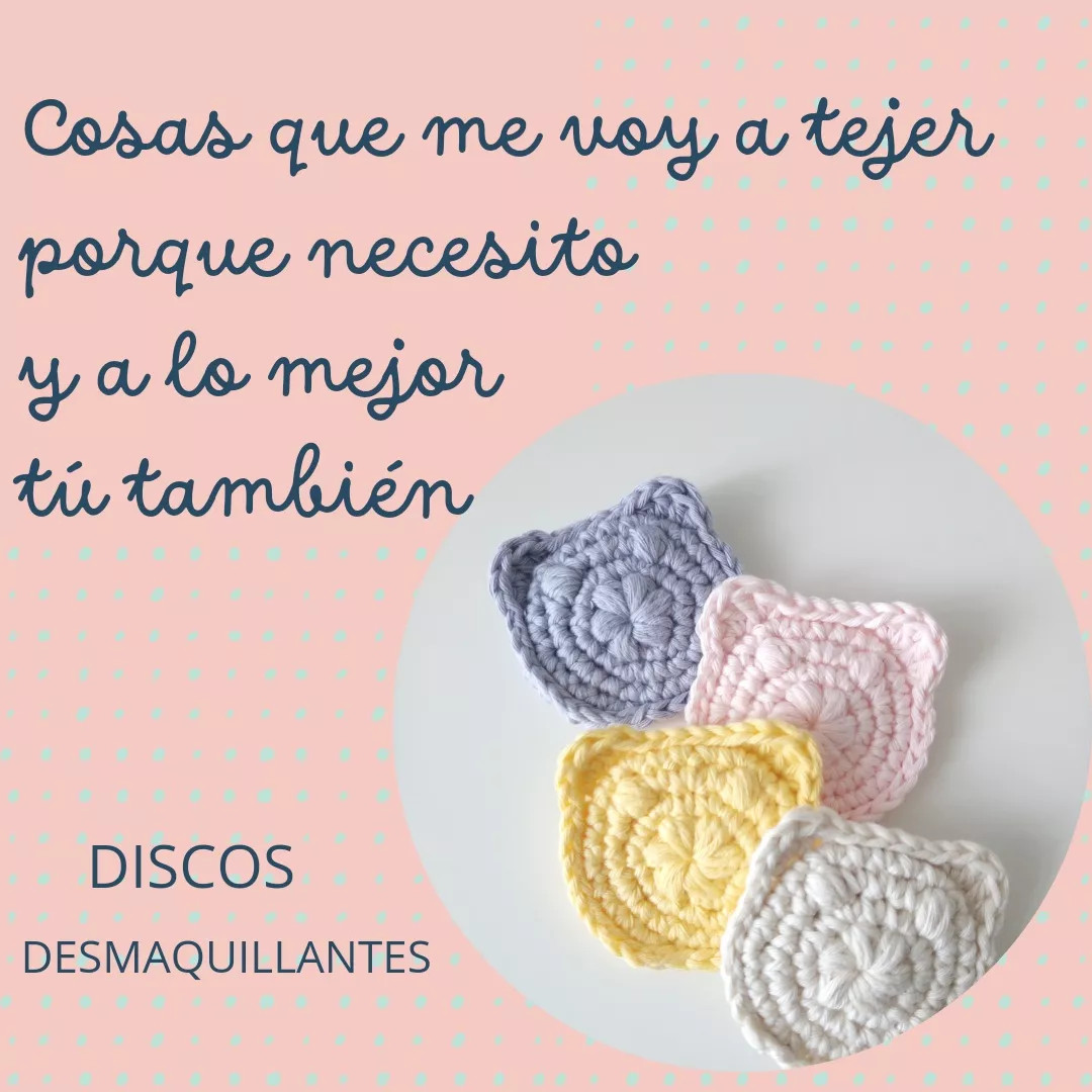 Discos desmaquillantes reutilizables tejidos a ganchillo en colores pastel