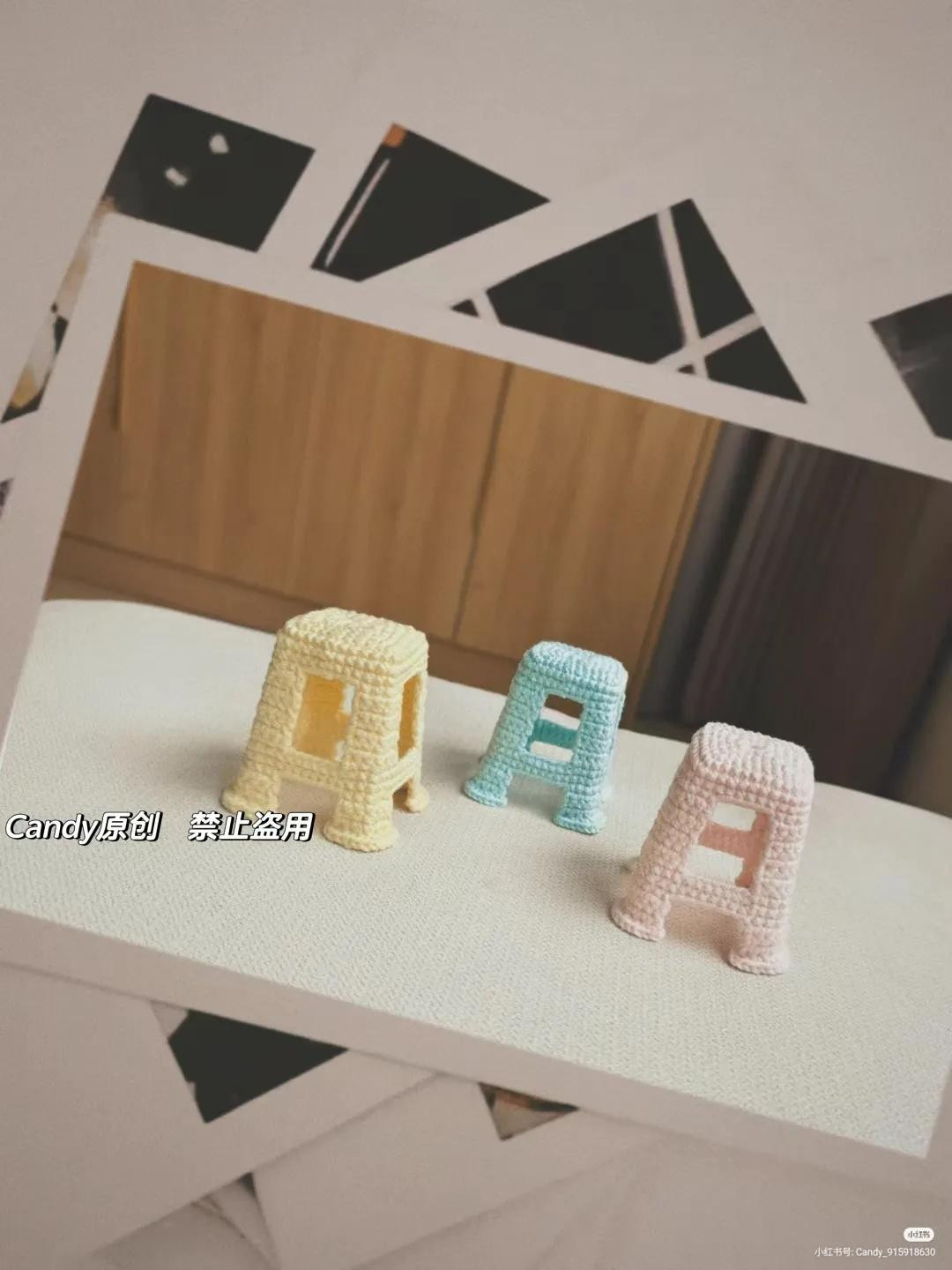 DIY Crochet Mini Stool Pattern: Cute Pastel Blue, Yellow, and Pink Amigurumi Furniture Tutorial with Yarn