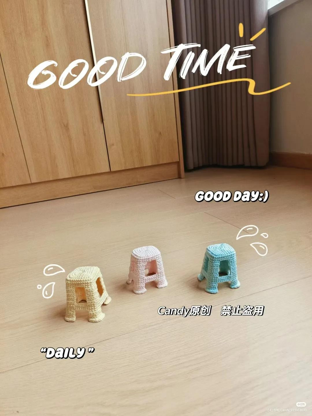 DIY Crochet Mini Stool Pattern: Cute Pastel Blue, Yellow, and Pink Amigurumi Furniture Tutorial with Yarn