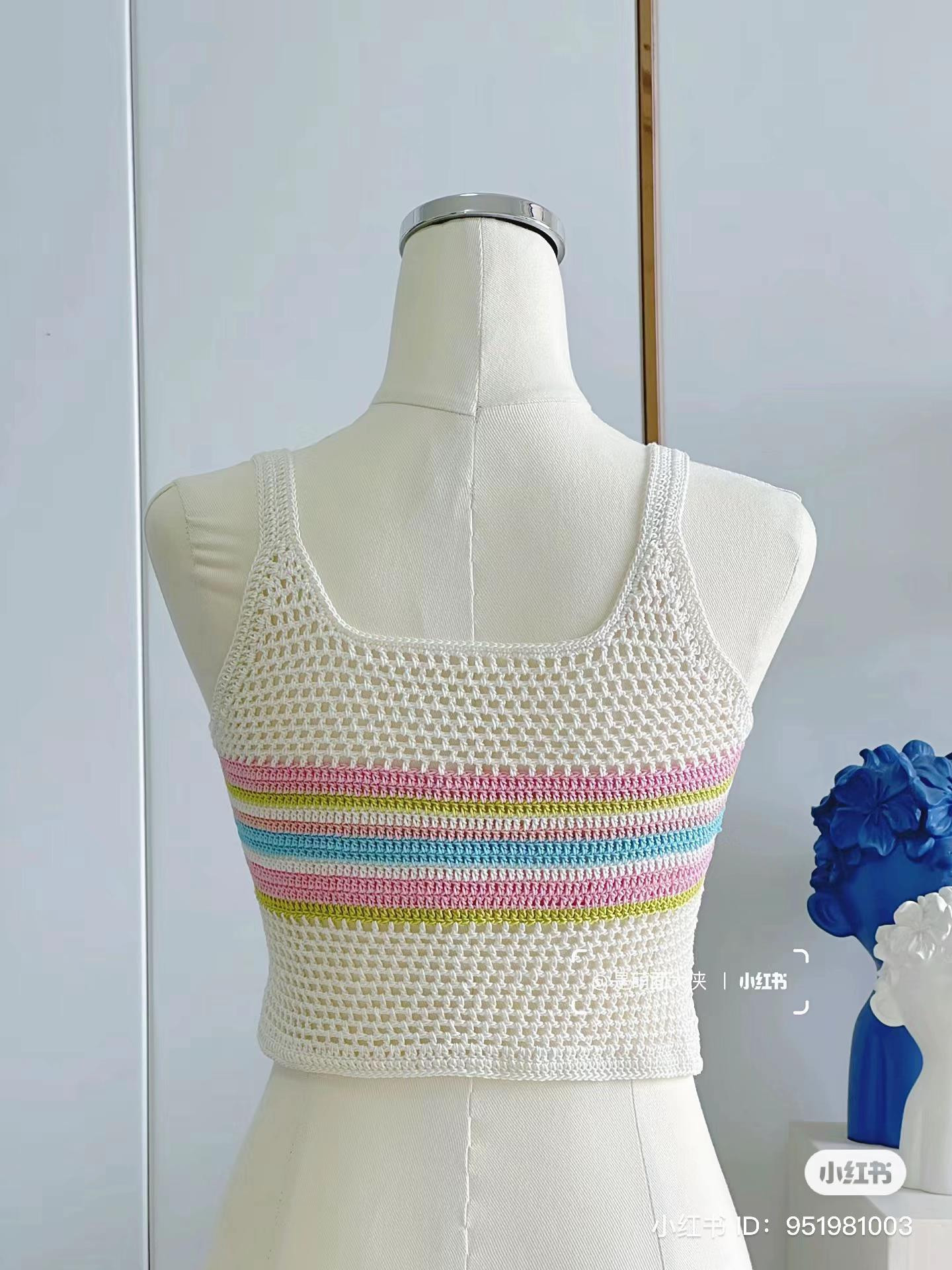 DIY Pastel Striped Crochet Crop Top Tutorial with Flat Chart and Size Guide