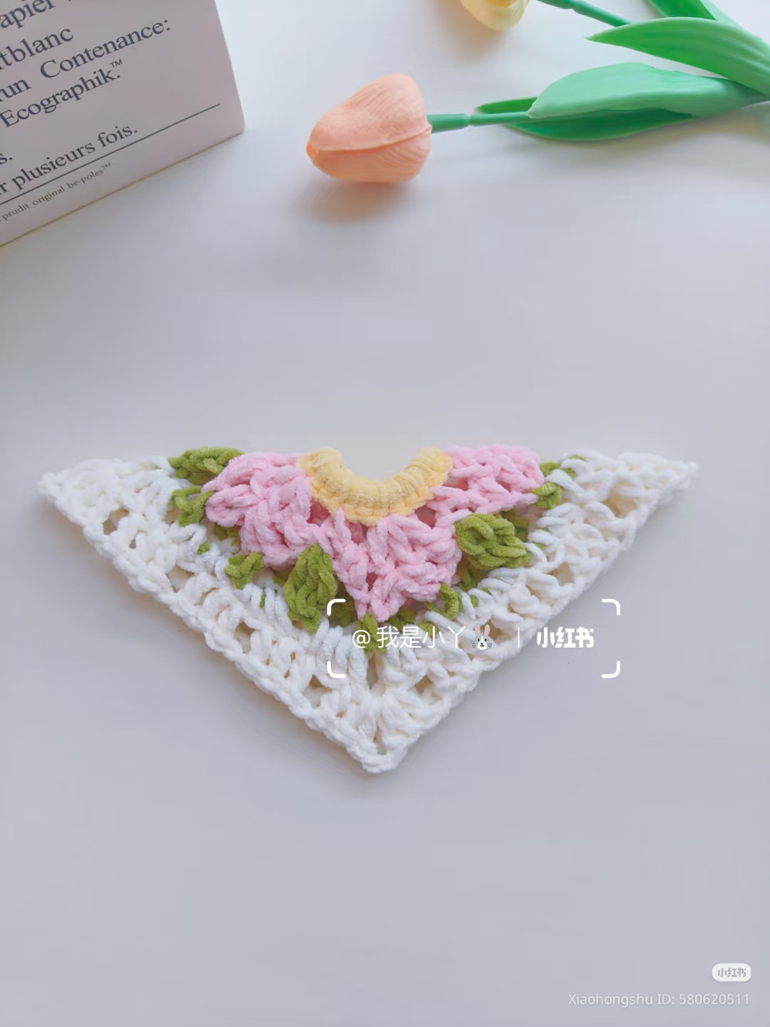 DIY Pink Flower Hair Scrunchie Crochet Tutorial
