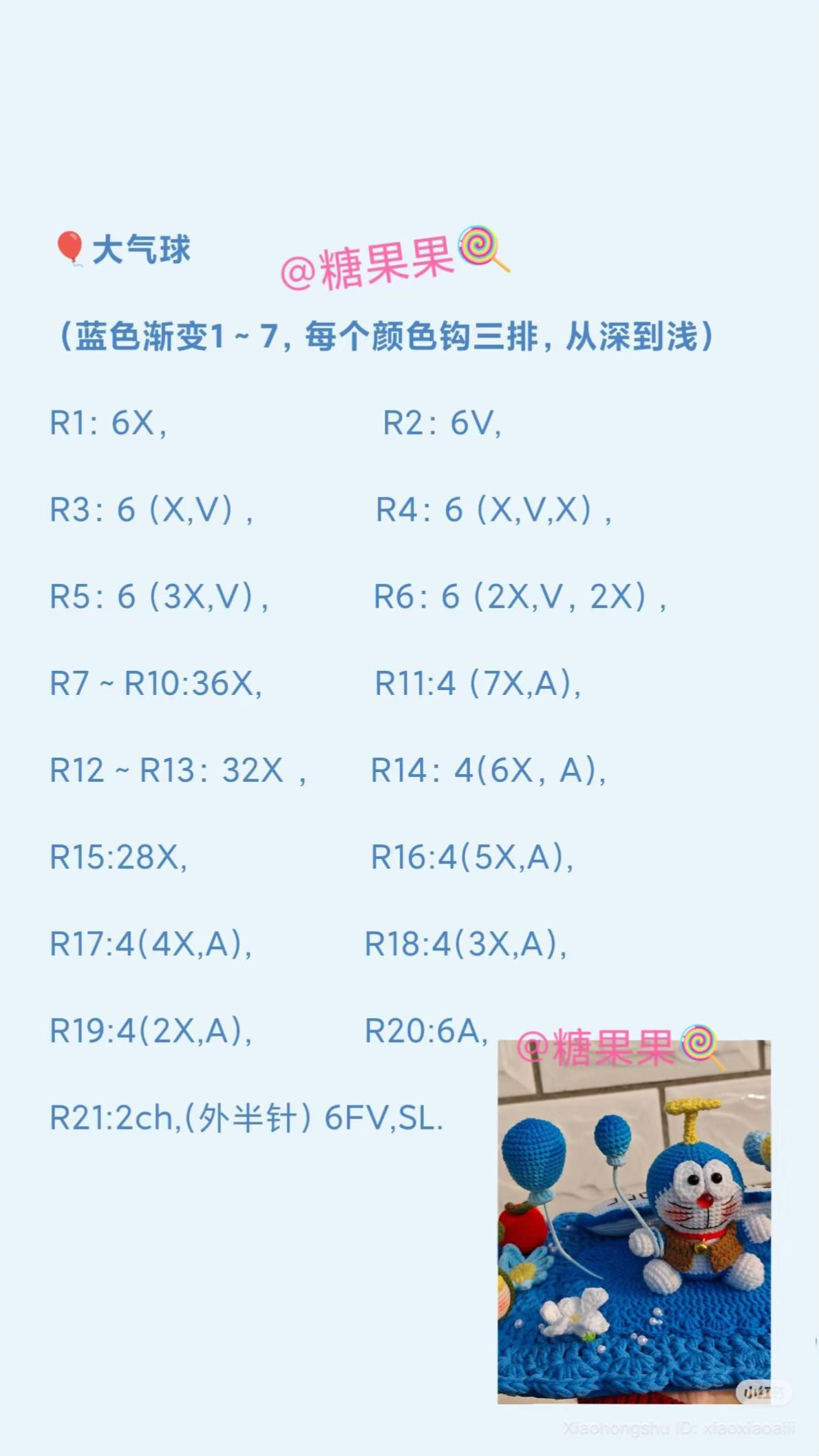 Doraemon Amigurumi Car Dashboard Decoration Crochet Pattern Chart