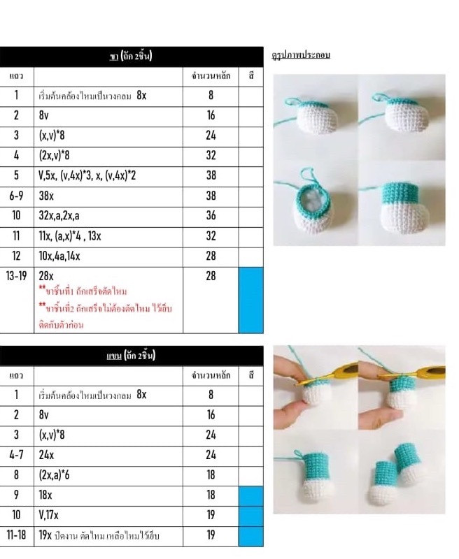 Doraemon Amigurumi Crochet Pattern Chart in Thai